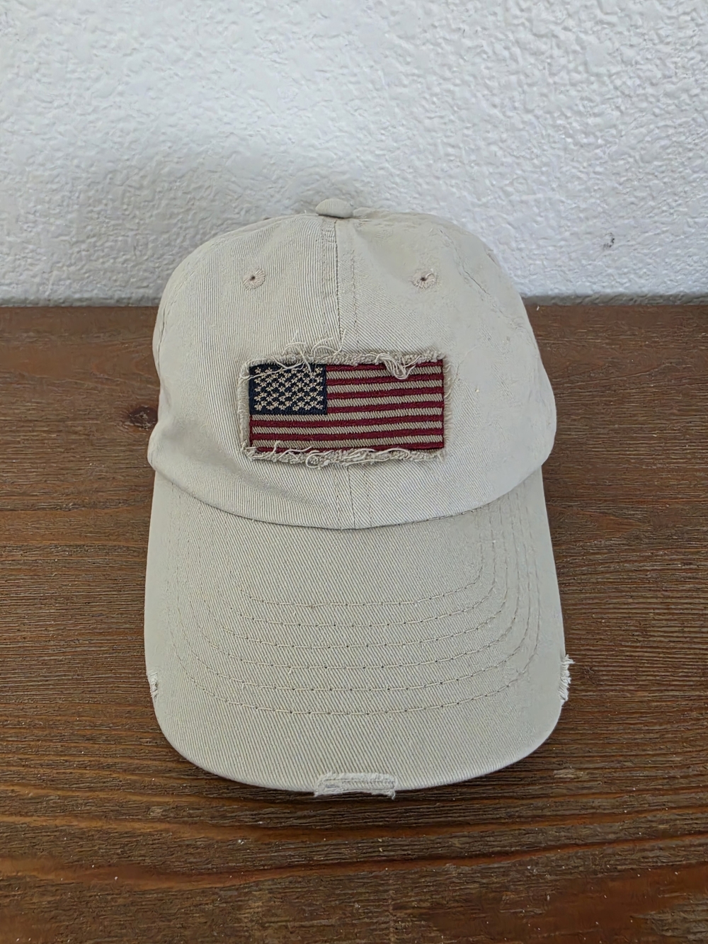American Flag Patch Cream Adjustable Hat Cap